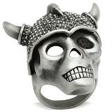 Antique Silver White Metal Ring with Top Grade Crystal  in Black Diamond