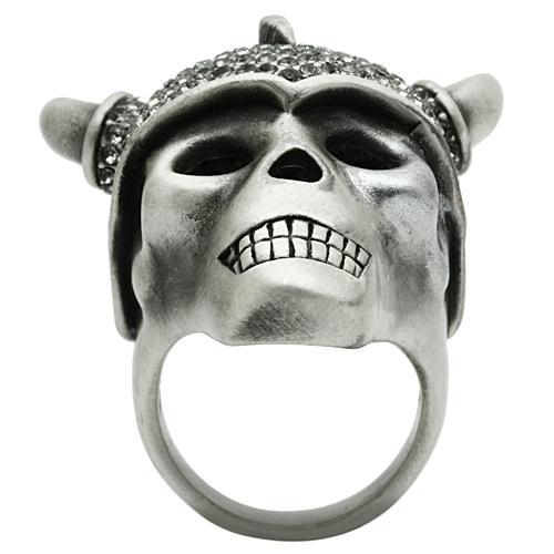 Antique Silver White Metal Ring with Top Grade Crystal  in Black Diamond