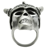 Antique Silver White Metal Ring with Top Grade Crystal  in Black Diamond