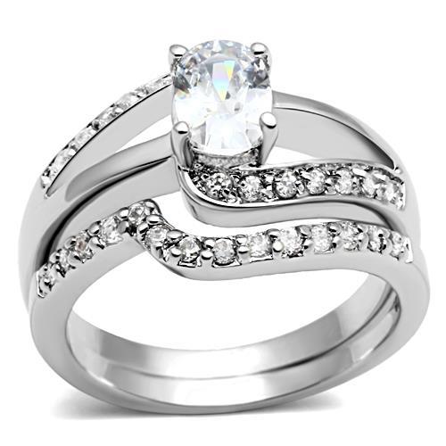 Rhodium Brass Ring with AAA Grade CZ  in Clear