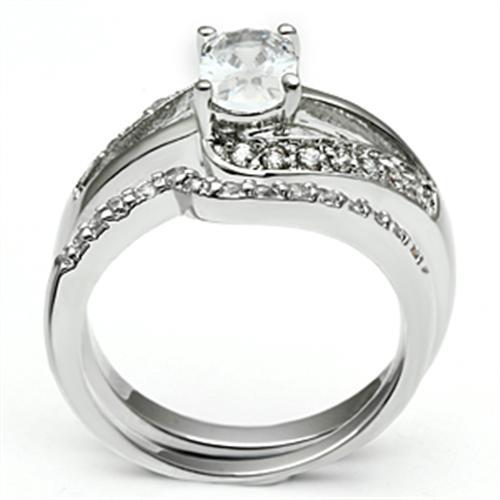 Rhodium Brass Ring with AAA Grade CZ  in Clear