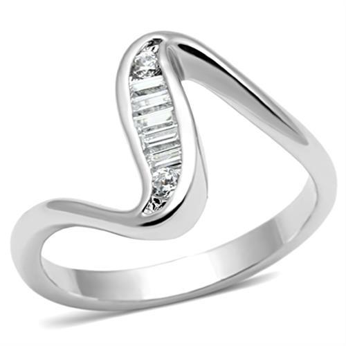 Rhodium Brass Ring with AAA Grade CZ  in Clear