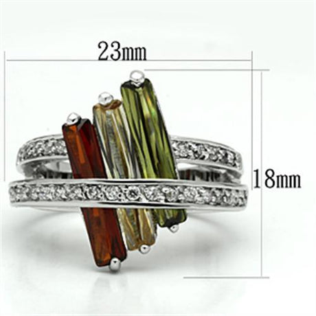 Rhodium Brass Ring with AAA Grade CZ  in Multi Color
