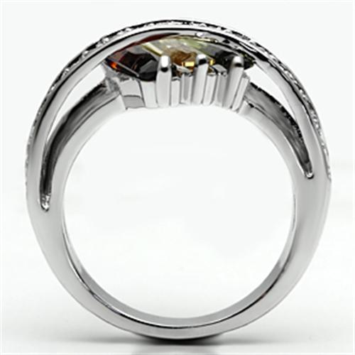 Rhodium Brass Ring with AAA Grade CZ  in Multi Color