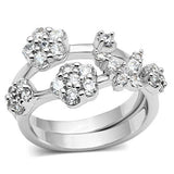 Rhodium Brass Ring with AAA Grade CZ  in Clear
