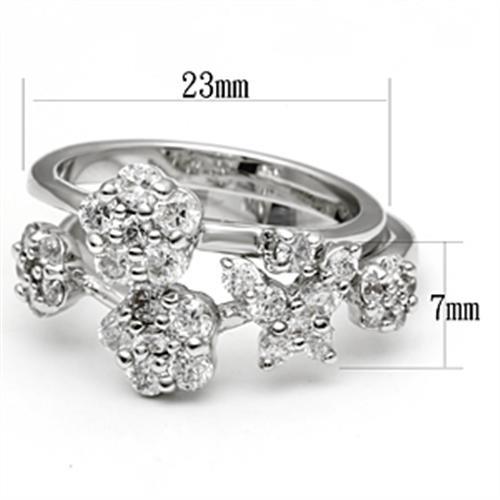 Rhodium Brass Ring with AAA Grade CZ  in Clear