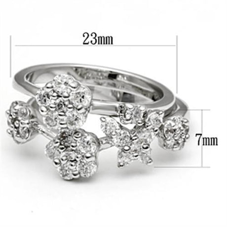Rhodium Brass Ring with AAA Grade CZ  in Clear