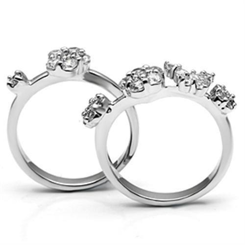 Rhodium Brass Ring with AAA Grade CZ  in Clear