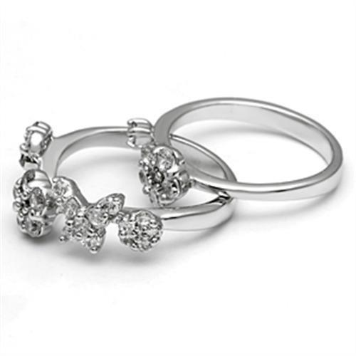 Rhodium Brass Ring with AAA Grade CZ  in Clear
