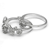 Rhodium Brass Ring with AAA Grade CZ  in Clear
