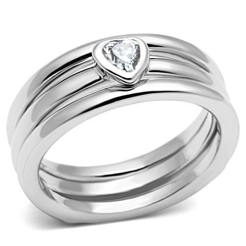 Rhodium Brass Ring with AAA Grade CZ  in Clear