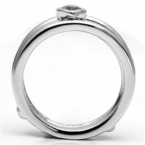 Rhodium Brass Ring with AAA Grade CZ  in Clear
