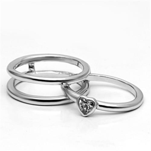Rhodium Brass Ring with AAA Grade CZ  in Clear
