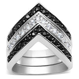 Rhodium+Hematite Brass Ring with AAA Grade CZ  in Jet