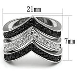 Rhodium+Hematite Brass Ring with AAA Grade CZ  in Jet