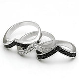 Rhodium+Hematite Brass Ring with AAA Grade CZ  in Jet