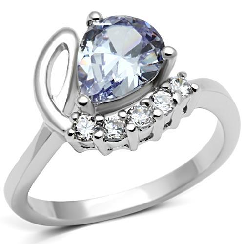Rhodium Brass Ring with AAA Grade CZ  in Light Amethyst