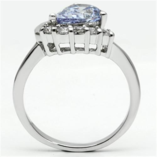 Rhodium Brass Ring with AAA Grade CZ  in Light Amethyst