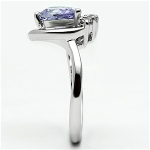 Rhodium Brass Ring with AAA Grade CZ  in Light Amethyst