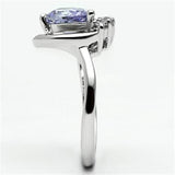 Rhodium Brass Ring with AAA Grade CZ  in Light Amethyst