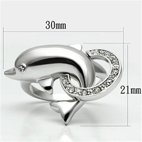 Rhodium Brass Ring with Top Grade Crystal  in Clear