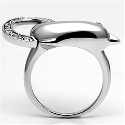 Rhodium Brass Ring with Top Grade Crystal  in Clear