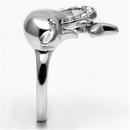 Rhodium Brass Ring with Top Grade Crystal  in Clear