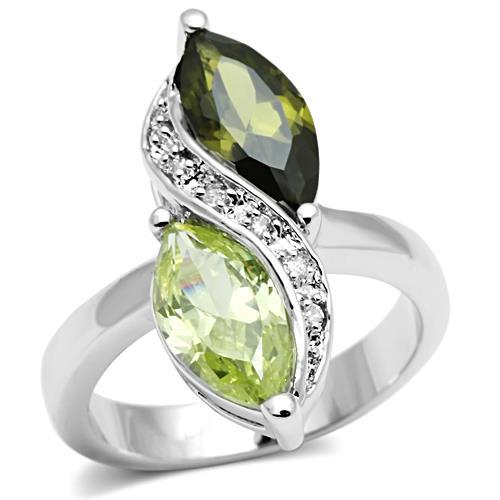 Rhodium Brass Ring with AAA Grade CZ  in Multi Color