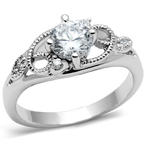 Rhodium Brass Ring with AAA Grade CZ  in Clear