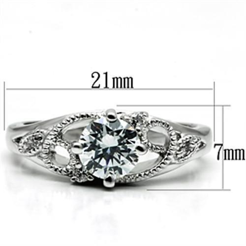 Rhodium Brass Ring with AAA Grade CZ  in Clear