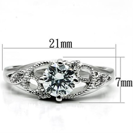 Rhodium Brass Ring with AAA Grade CZ  in Clear