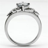 Rhodium Brass Ring with AAA Grade CZ  in Clear