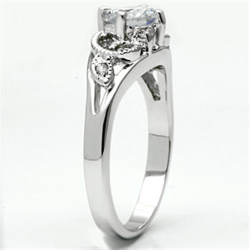 Rhodium Brass Ring with AAA Grade CZ  in Clear