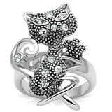 Rhodium Brass Ring with Top Grade Crystal  in Clear