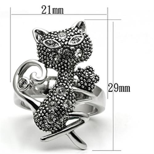 Rhodium Brass Ring with Top Grade Crystal  in Clear