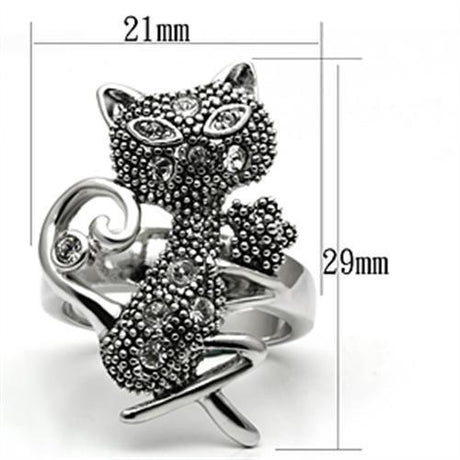 Rhodium Brass Ring with Top Grade Crystal  in Clear