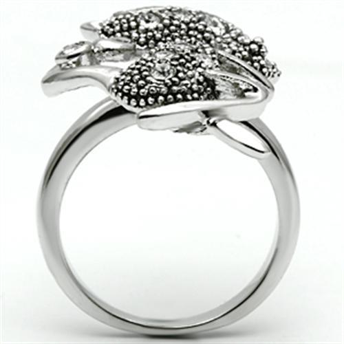 Rhodium Brass Ring with Top Grade Crystal  in Clear