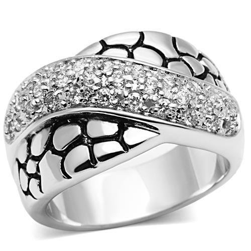 Rhodium Brass Ring with AAA Grade CZ  in Clear
