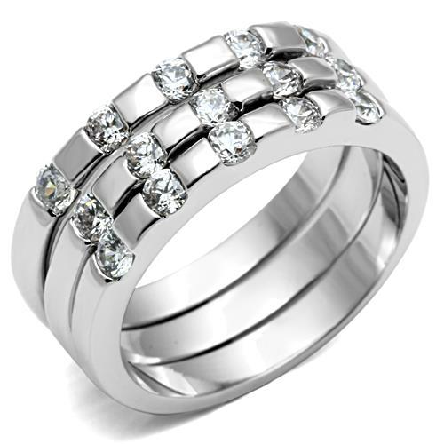 Rhodium Brass Ring with AAA Grade CZ  in Clear