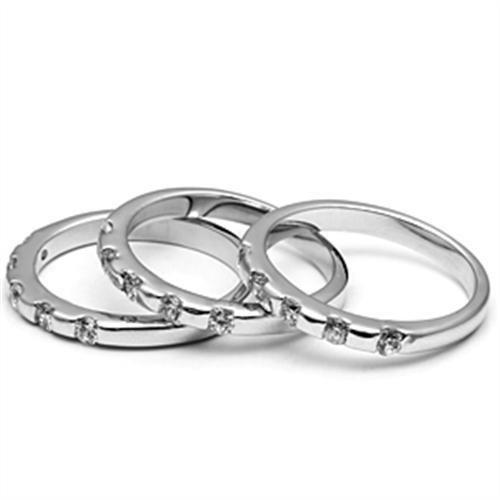 Rhodium Brass Ring with AAA Grade CZ  in Clear