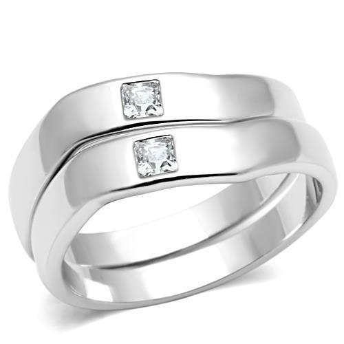 Rhodium Brass Ring with AAA Grade CZ  in Clear