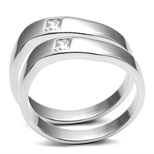 Rhodium Brass Ring with AAA Grade CZ  in Clear