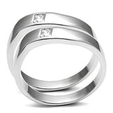 Rhodium Brass Ring with AAA Grade CZ  in Clear