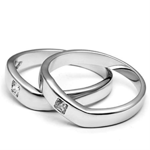 Rhodium Brass Ring with AAA Grade CZ  in Clear
