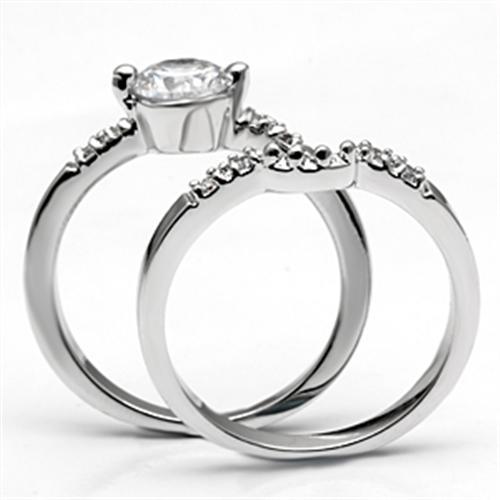 Rhodium Brass Ring with AAA Grade CZ  in Clear