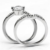 Rhodium Brass Ring with AAA Grade CZ  in Clear