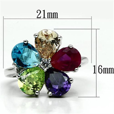 Rhodium Brass, AAA CZ , Multi Color - 3W045
