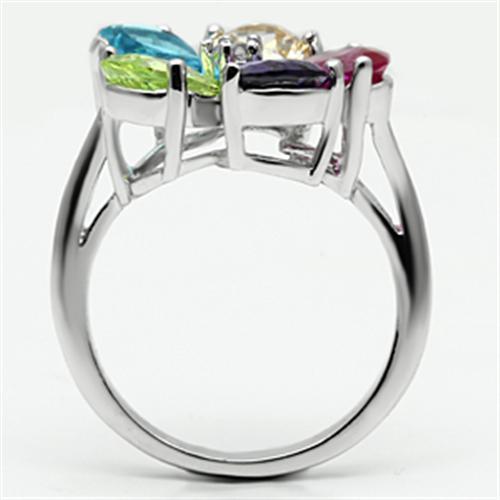Rhodium Brass, AAA CZ , Multi Color - 3W045