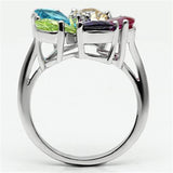 Rhodium Brass, AAA CZ , Multi Color - 3W045