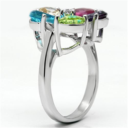 Rhodium Brass, AAA CZ , Multi Color - 3W045